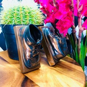 Gilded Bronze Baby Shoe Bookends – Timeless Mid-Century Elegance